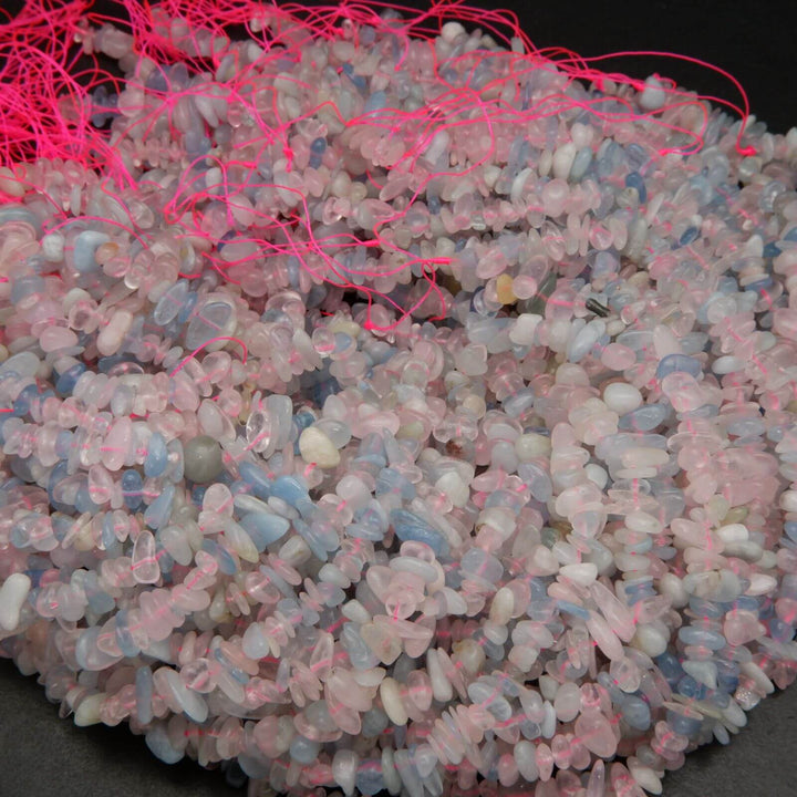 Aquamarine and Rose Quartz Beads.