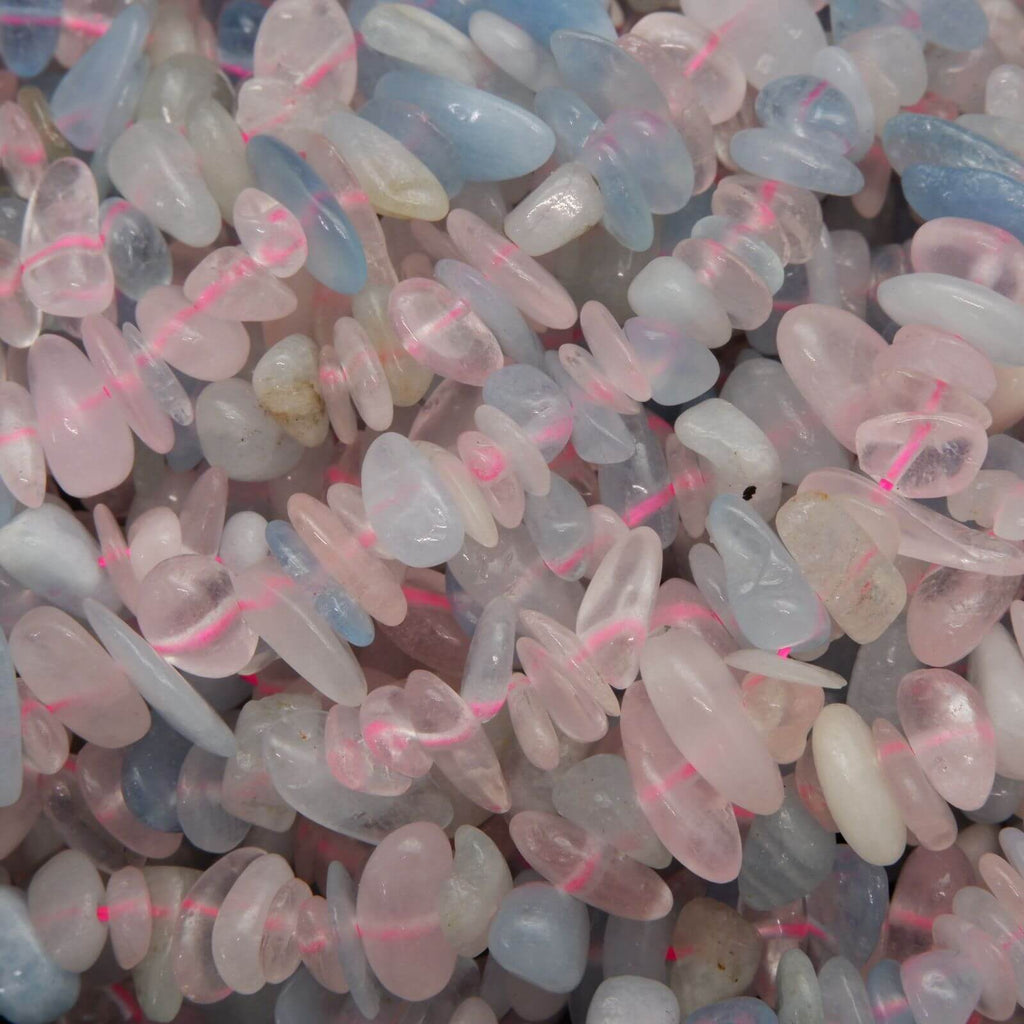 Aquamarine and Rose Quartz Beads.