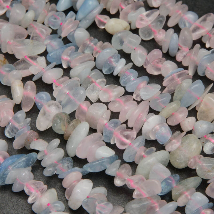 Aquamarine and Rose Quartz Beads.