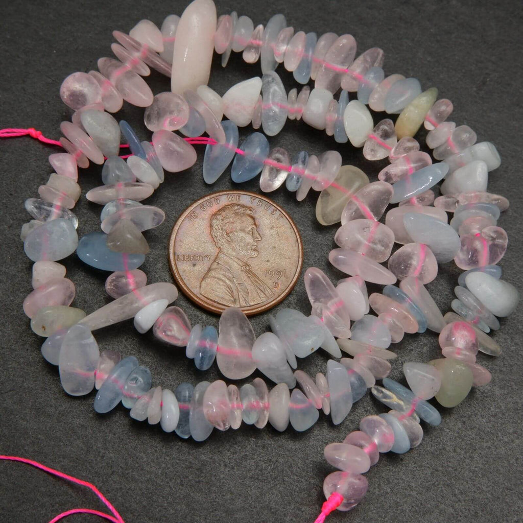 Aquamarine and Rose Quartz Beads.