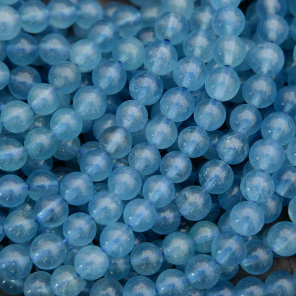 Close-up of blue beads with a blurred background