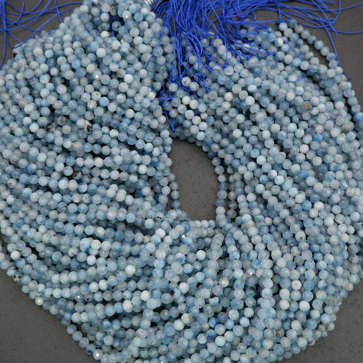 Natural aquamarine beads strung for jewelry making