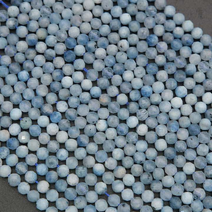 Natural aquamarine gemstone beads in pale blue shades