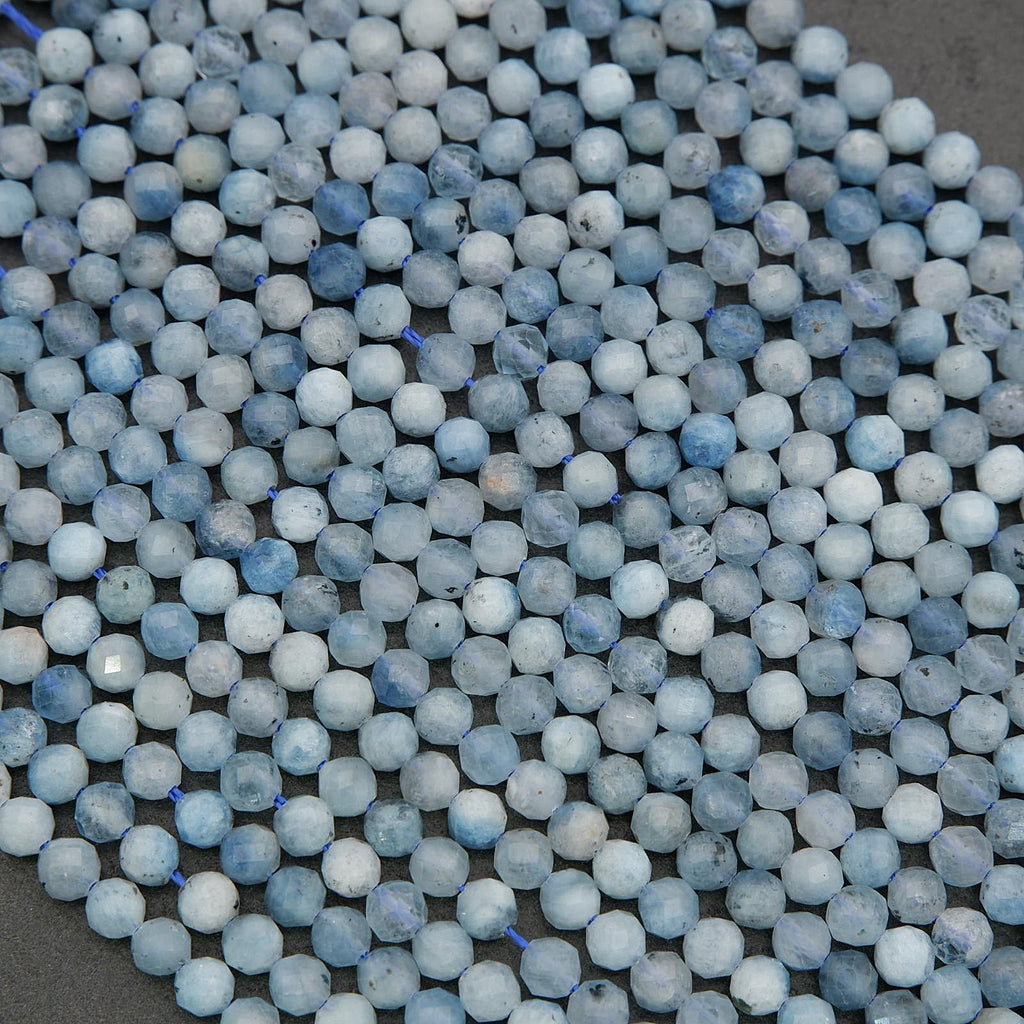 Natural aquamarine gemstone beads in pale blue shades