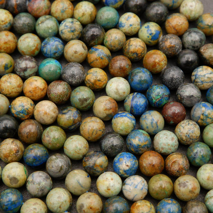 Azurite with Chalcocite · Smooth · Round · 4mm, 6mm, 8mm, Tejas Beads, Beads
