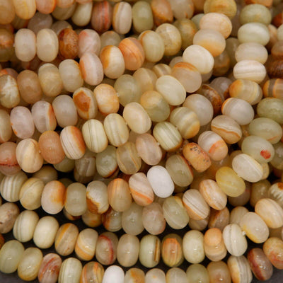 Banded Green Calcite · Smooth · Rondelle · 6mm, 8mm