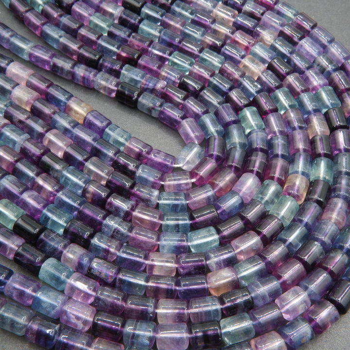 Barrel fluorite beads.