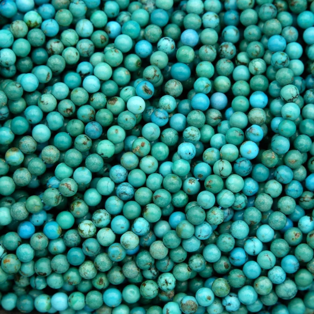 Close-up of turquoise beads with a natural pattern