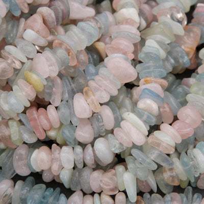 Aquamarine & Rose Quartz · Smooth · Freeform Chips · 10mm