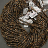 Natural biotite bead strands with small disc shapes and organic brown and black color mix.