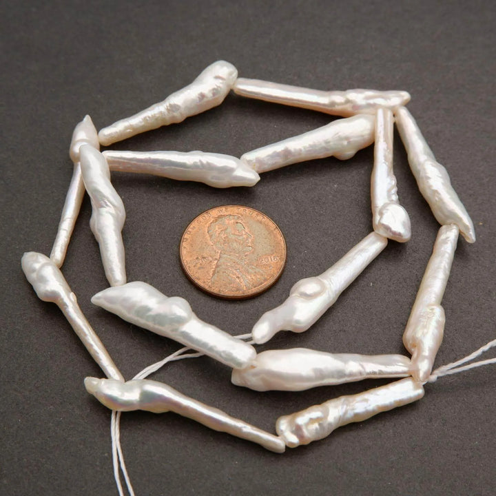 Freshwater Pearl A · Biwa Sticks · White · 4mm, 5mm, Tejas Beads, Beads