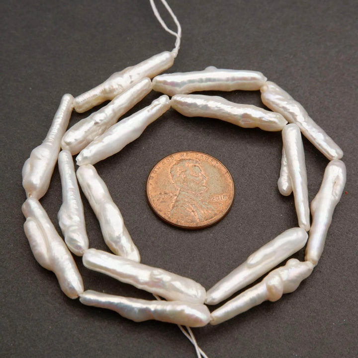 Freshwater Pearl A · Biwa Sticks · White · 4mm, 5mm, Tejas Beads, Beads