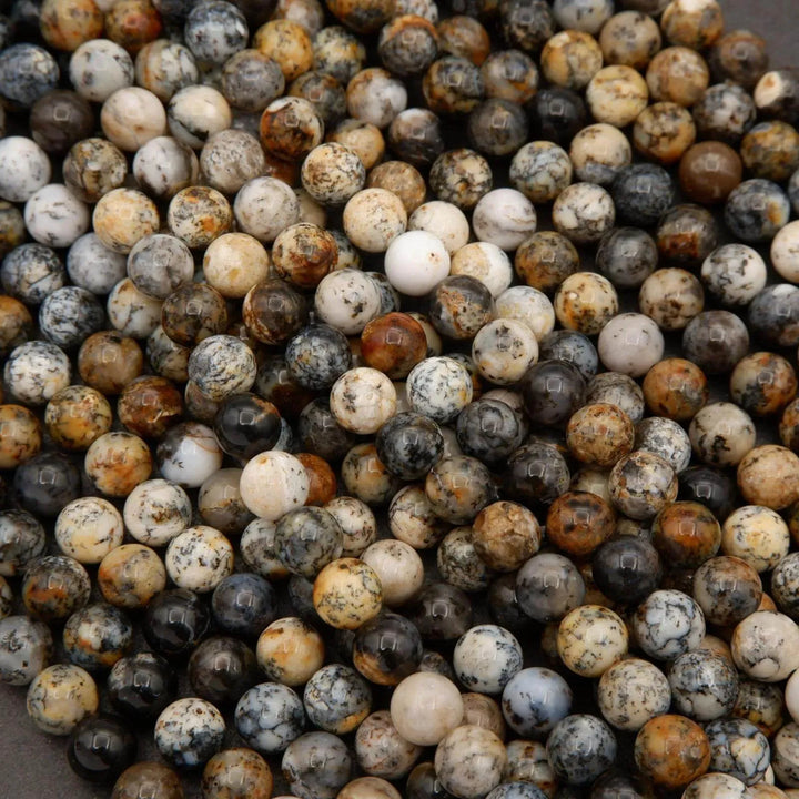 Sunset Black Dendritic Opal · Smooth · Round · 6mm, 8mm, 10mm, Tejas Beads, Beads