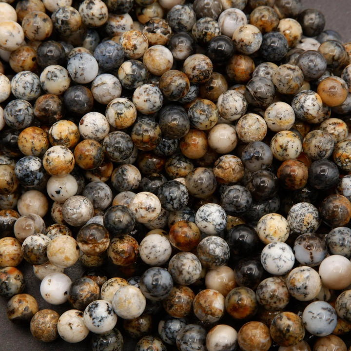 Sunset Black Dendritic Opal · Smooth · Round · 6mm, 8mm, 10mm, Tejas Beads, Beads
