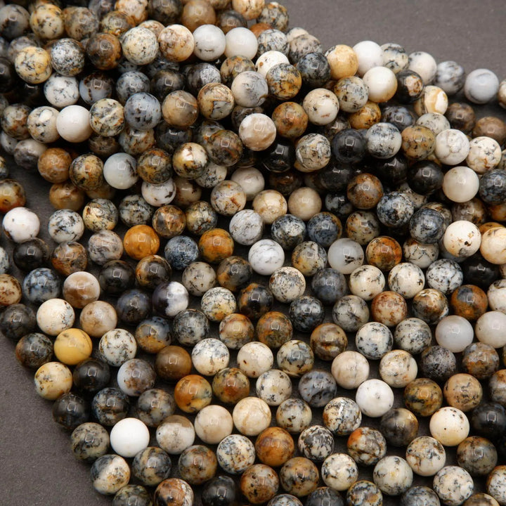 Sunset Black Dendritic Opal · Smooth · Round · 6mm, 8mm, 10mm, Tejas Beads, Beads