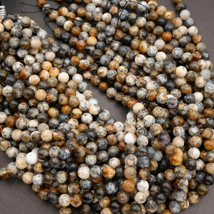 Sunset Black Dendritic Opal · Smooth · Round · 6mm, 8mm, 10mm, Tejas Beads, Beads