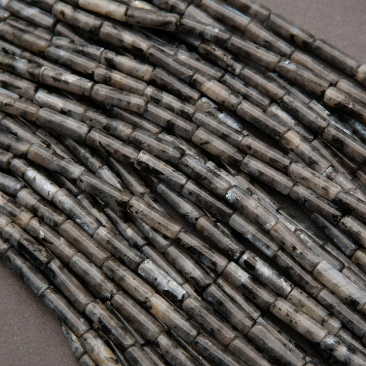 Larvikite (Black Labradorite) · Smooth · Tube · 4mm, Tejas Beads, Beads