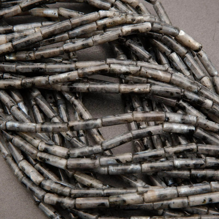 Larvikite (Black Labradorite) · Smooth · Tube · 4mm, Tejas Beads, Beads