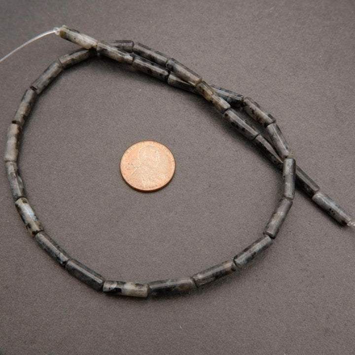 Larvikite (Black Labradorite) · Smooth · Tube · 4mm, Tejas Beads, Beads