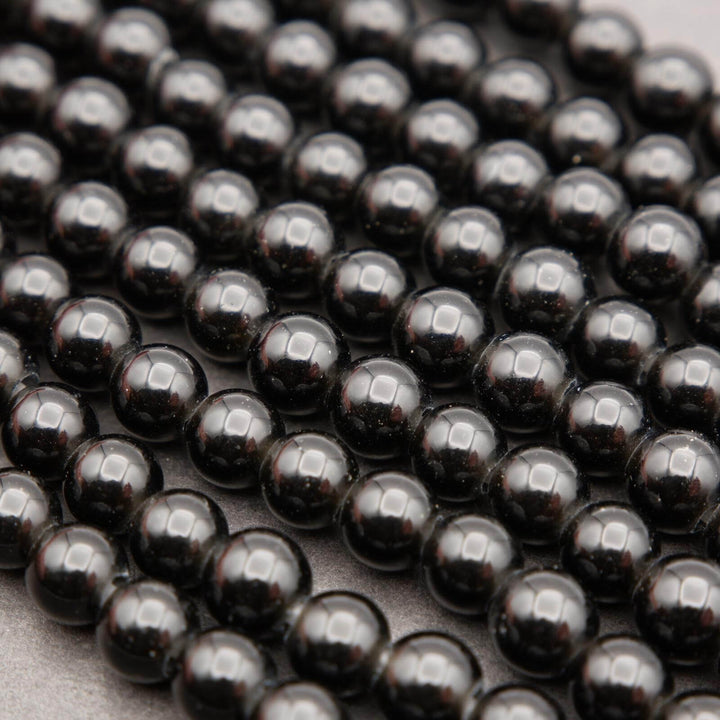 Black Obsidian · Smooth · Round · 6mm, 8mm, 10mm · Large Hole · 1/2 Strand, Tejas Beads, Beads