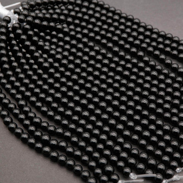 Black Obsidian · Smooth · Round · 6mm, 8mm, 10mm · Large Hole · 1/2 Strand, Tejas Beads, Beads