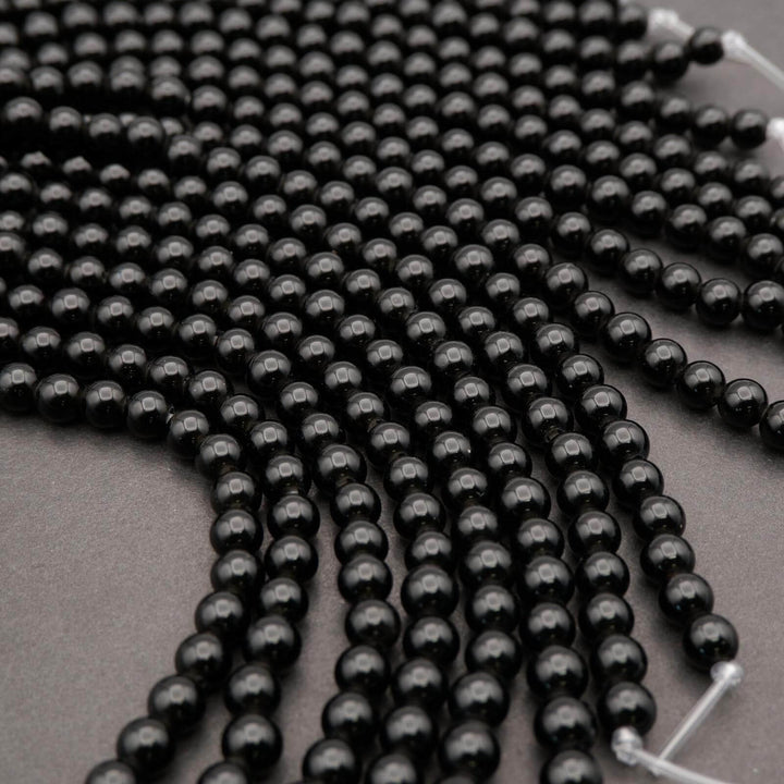 Black Obsidian · Smooth · Round · 6mm, 8mm, 10mm · Large Hole · 1/2 Strand, Tejas Beads, Beads