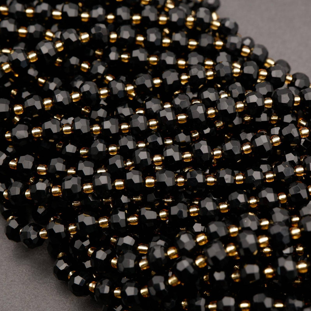 Black Onyx · Faceted · Rondelle · 6x8mm, Tejas Beads, Beads