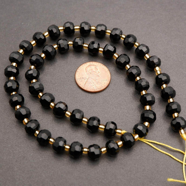 Black Onyx · Faceted · Rondelle · 6x8mm, Tejas Beads, Beads