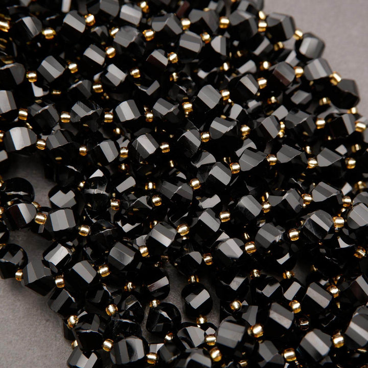 Black Onyx · Faceted · Spiral Sphere · 8mm, 10mm, Tejas Beads, Beads