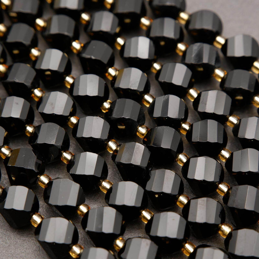 Black Onyx · Faceted · Spiral Sphere · 8mm, 10mm, Tejas Beads, Beads