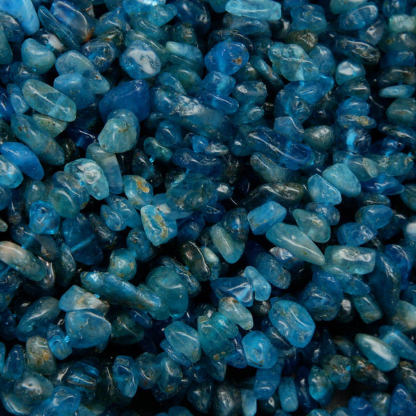 Blue apatite smooth chip beads.
