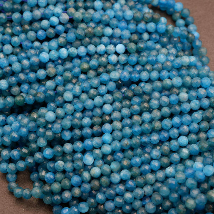 Blue Apatite · Microfaceted · Round · 2mm, 3mm, 4mm, Tejas Beads, Beads