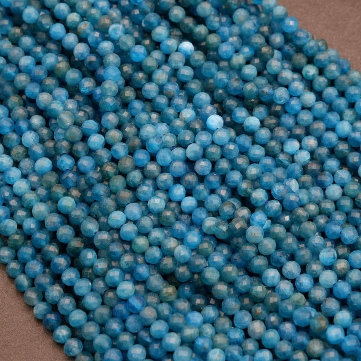 Blue Apatite · Microfaceted · Round · 2mm, 3mm, 4mm, Tejas Beads, Beads