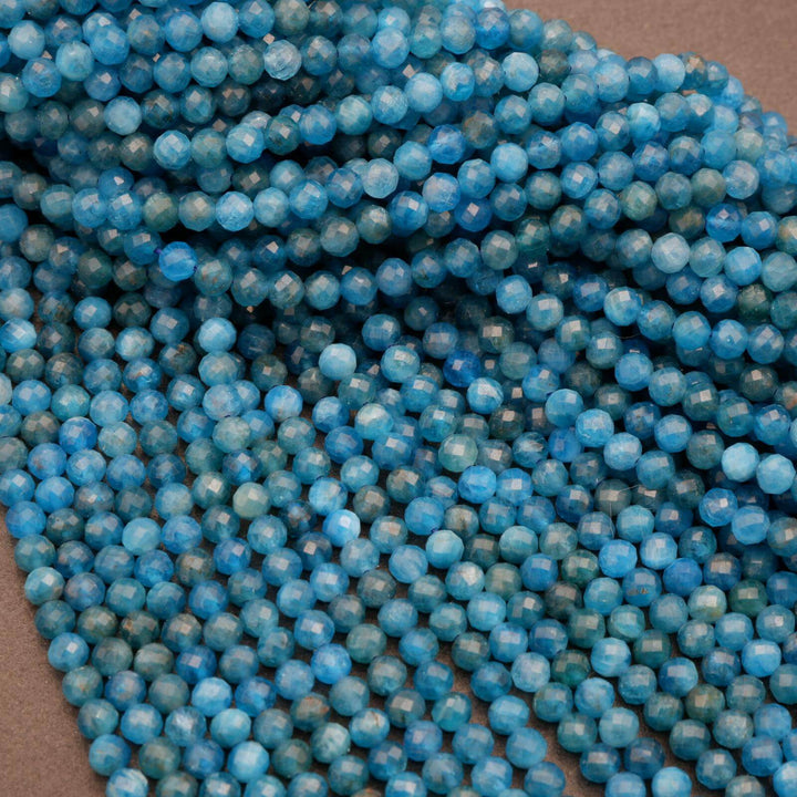 Blue Apatite · Microfaceted · Round · 2mm, 3mm, 4mm, Tejas Beads, Beads