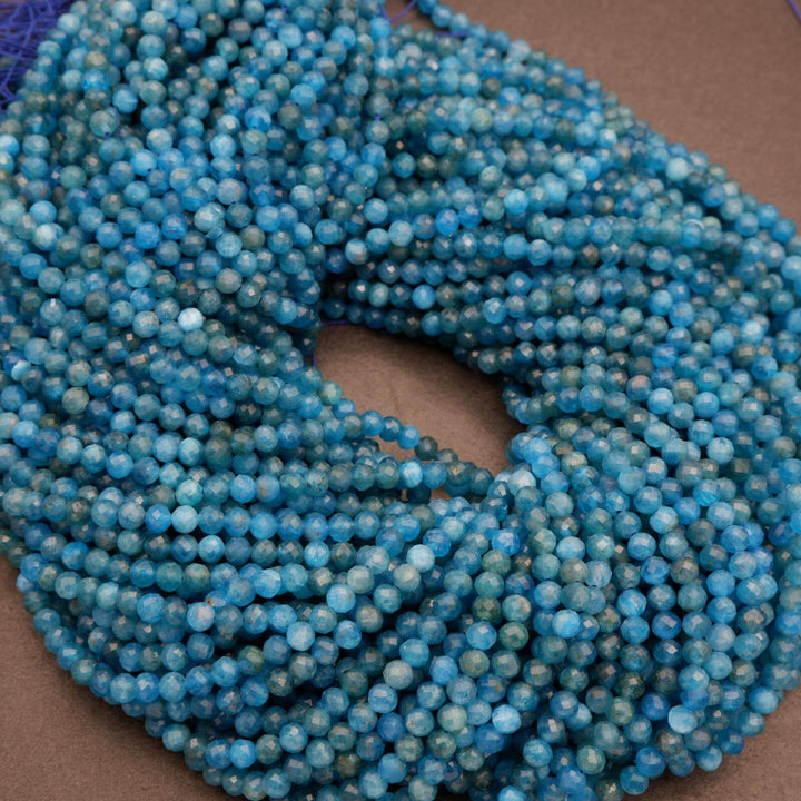 Blue Apatite · Microfaceted · Round · 2mm, 3mm, 4mm, Tejas Beads, Beads