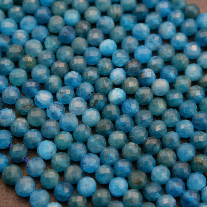 Blue Apatite · Microfaceted · Round · 2mm, 3mm, 4mm, Tejas Beads, Beads