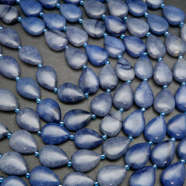 Blue aventurine teardrop beads.
