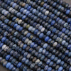 Close-up of blue and gray faceted beads