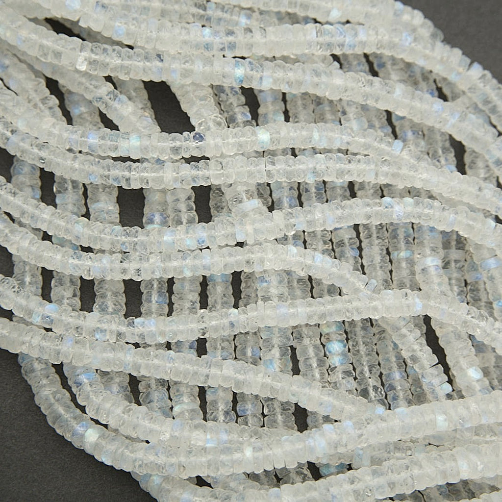 Translucent moonstone rondelle beads for jewelry making