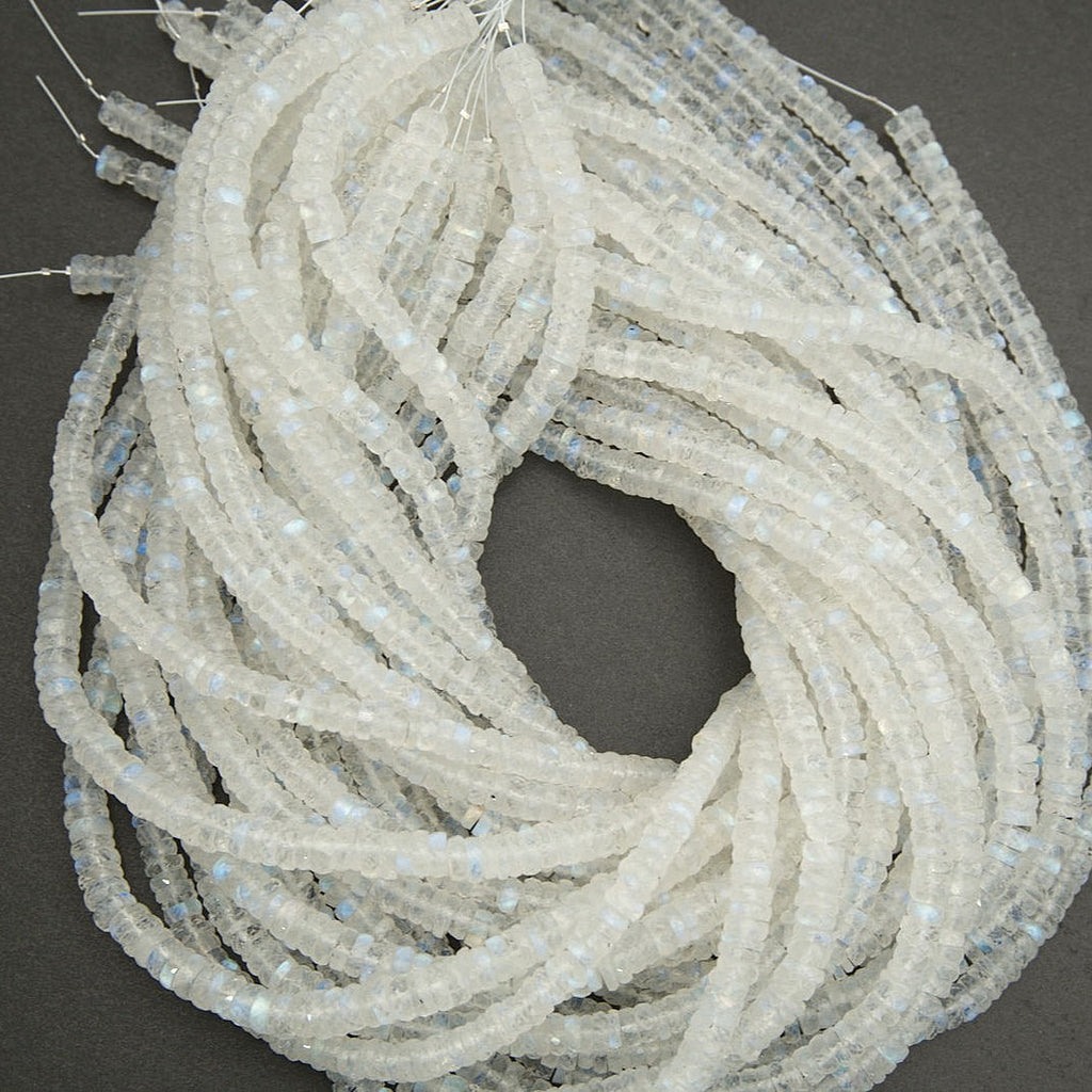 Natural moonstone beads with adularescence