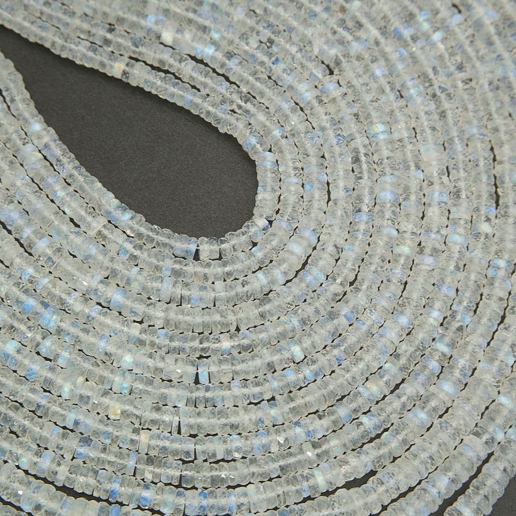 White moonstone gemstone beads with blue sheen