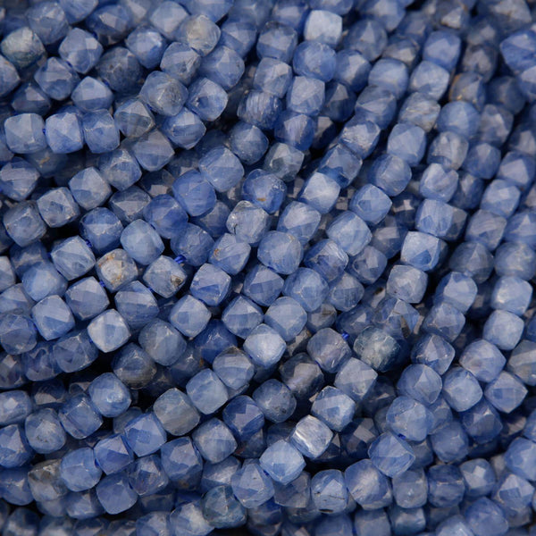 Blue Kyanite faceted cube shape beads.