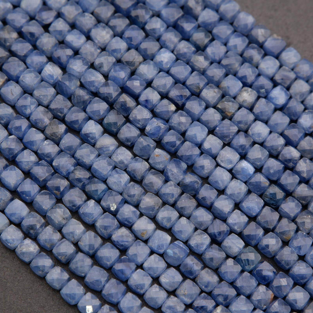 Blue Kyanite faceted cube shape beads.