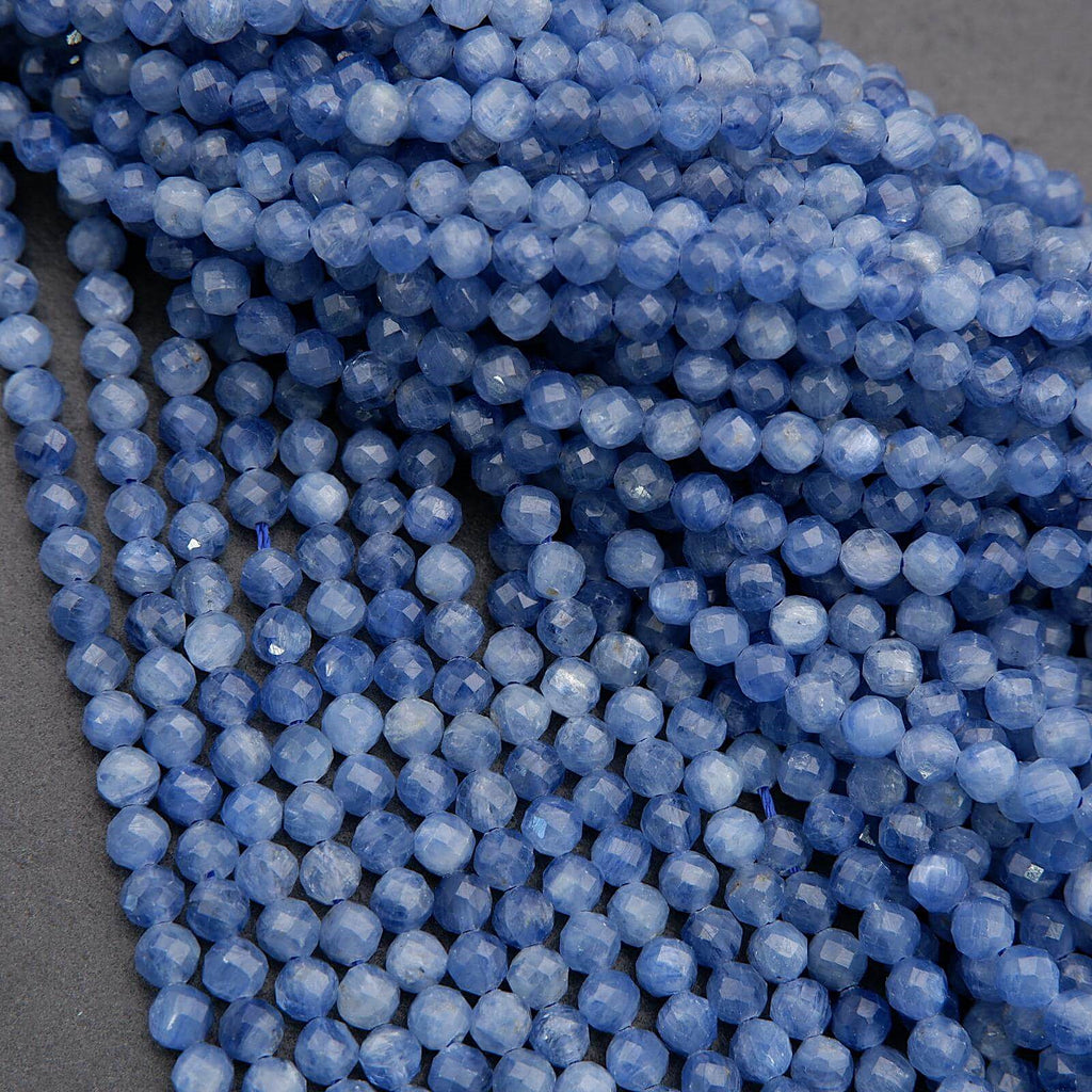 Close-up of blue beads on a dark background