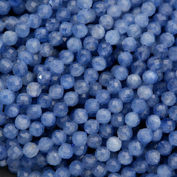 Close-up of blue faceted beads