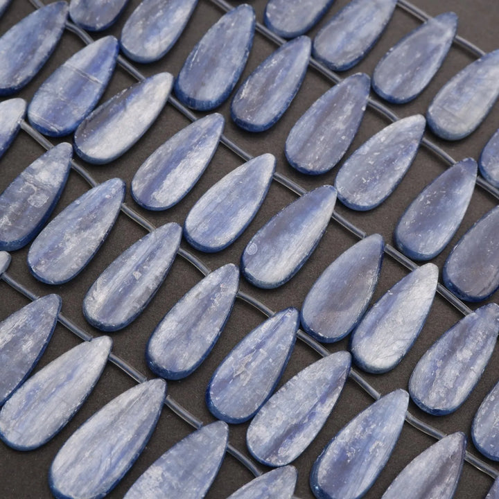 Close-up of blue kyanite tiles arranged in a grid pattern