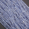 Blue faceted stone beads.