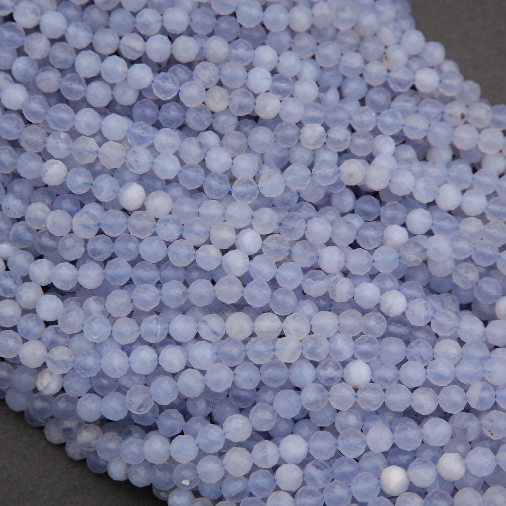 Blue faceted stone beads.