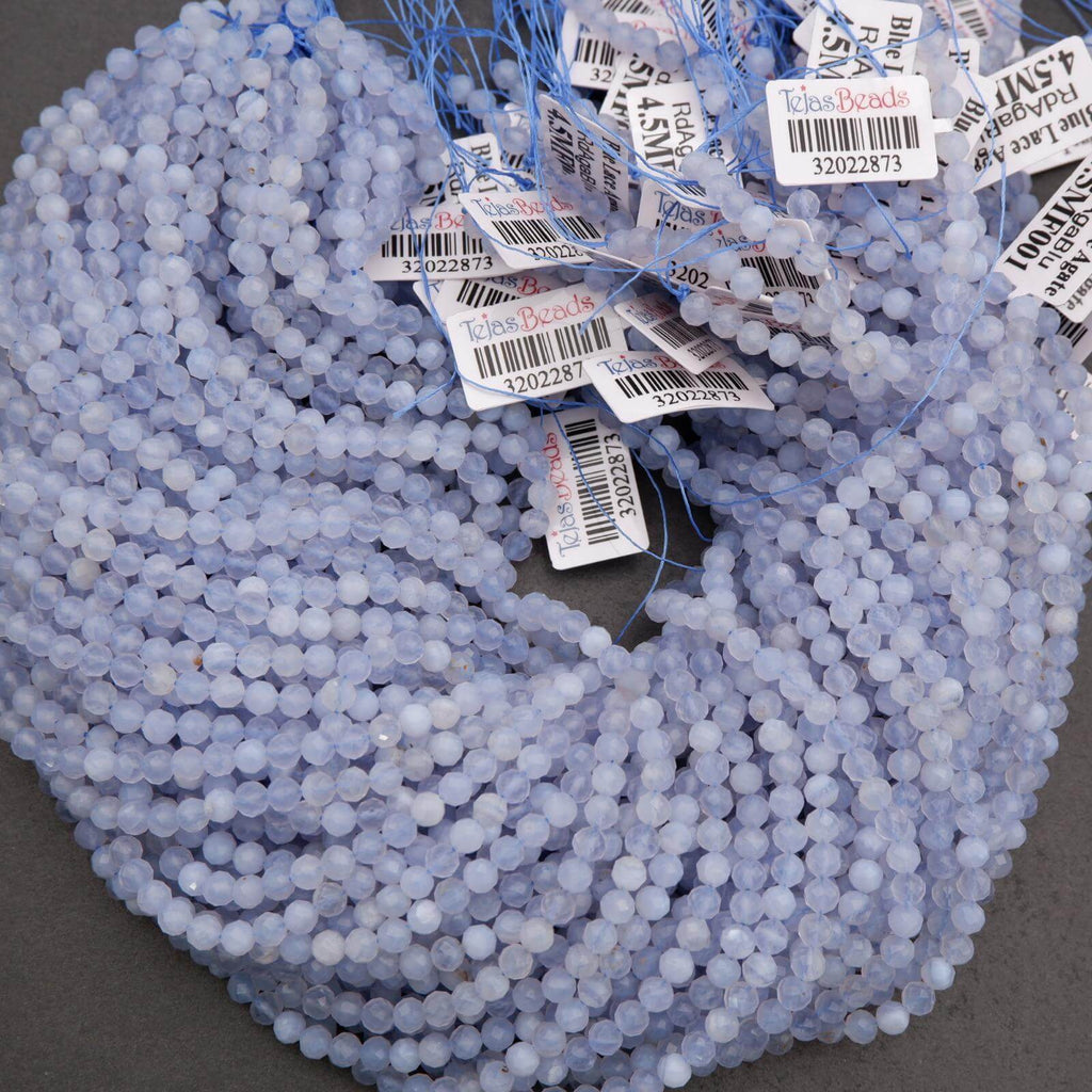 Blue faceted stone beads.