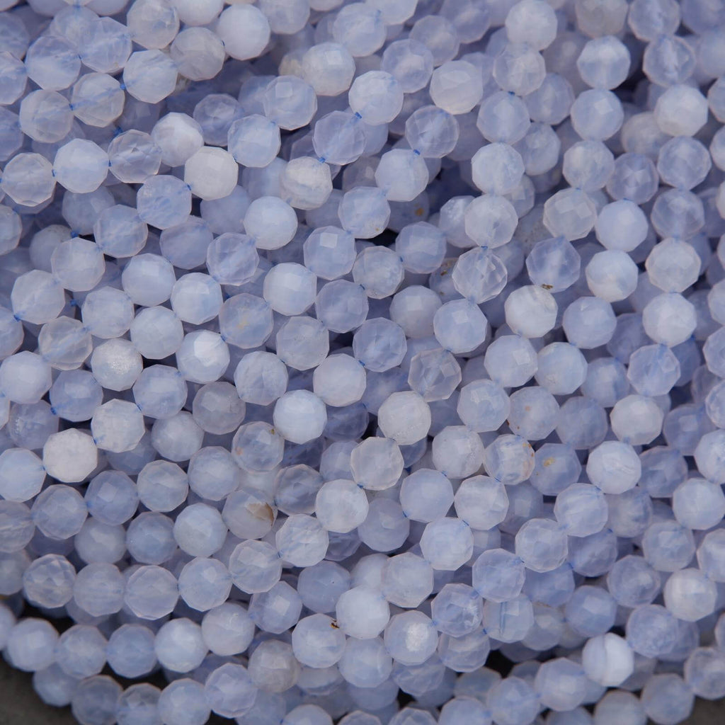 Blue faceted stone beads.